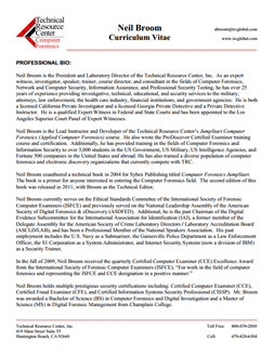 CV for Neil Broom Expert Witness in Computer Forensics Investigations in Florida